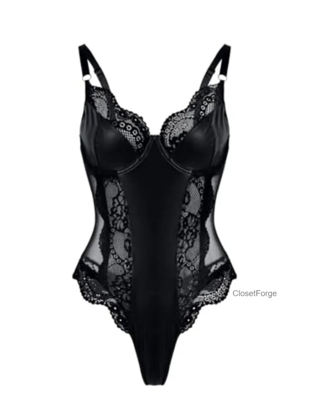 Women's Lace Bodysuit Corset Top, Sheer Teddy Lingerie, Underwire Push Up